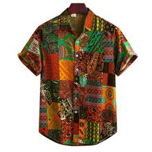 Camisa havaiana masculina casual de verão, camiseta masculina estampada para praia, camisa solta de manga curta do havaí, camisa masculina a612 2024 - compre barato
