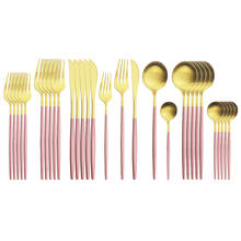 Conjunto de talheres de prata em ouro rosa, 30 peças, aço inoxidável fosco, facas, garfo, sobremesa, colher, utensílios de cozinha 2024 - compre barato