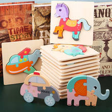 Rompecabezas 3D Montessori de madera para niños, tablero Tangram, coche de animales, dibujos animados, juguetes educativos de aprendizaje 2024 - compra barato