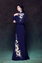 Китайское платье aodai, традиционное платье из двух частей, ручная роспись 2024 - купить недорого