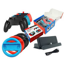 10 in 1 for Nintendo Switch Accessories Kit 4 Racing Steering Wheel + 4 Handle Grips + 1 Charger Station for N-Switch NS Joy-con 2024 - buy cheap
