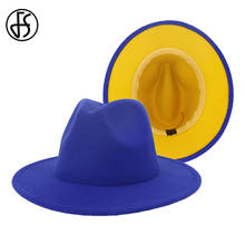 FS-sombreros de fieltro de lana para hombre y Mujer, Sombrero de ala grande, Panamá, Trilby, Jazz, Derby, azul real, amarillo 2024 - compra barato