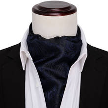 Новый дизайнер Ascot галстук для мужчин шарф галстук костюм синий мужской галстук жаккард 100% шелк набор модный платок запонки AS-022 2024 - купить недорого