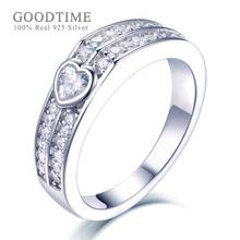 Fashion Rhinestone Ring 100% 925 Sterling Silver Love Heart Women Zircon Ring Jewelry Accessories Gift For Bride Wedding Party 2024 - buy cheap