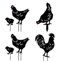 Garden Decoration Chicken Silhouette Stakes Acrylic Animal Stakes Black Garden Silhouette Yard Art For Party Festival Decor Gift 2024 - buy cheap