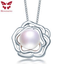 HENGSHENG Female Fashion Jewelry Freshwater Pearl Pendant Necklace 925 Sterling Silver Flower Pendant Gift For Elegant Women 2024 - buy cheap