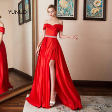 Sexy Off Shoulder Satin Long Red Prom Dresses 2021 Formal Party Dress For Graduation Customer Made 2024 - buy cheap