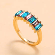 Простой золотистый Разноцветный Кристалл палец кольцо для женщин винтажные ювелирные изделия 2024 - купить недорого