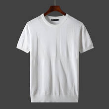 Minglu New Men's Summer Fashion O-neck T-shirt Tops Male Solid Color Trendy Loose Plus Size 7xl Short-sleeved Knitted Tees 2024 - buy cheap