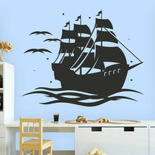 Calcomanía de Barco Pirata para pared, pegatinas de vinilo de barco de vela, Tesoro, diversión artística, puerta, ventana, dormitorio de niños, guardería, decoración Interior, Mural E437 2024 - compra barato