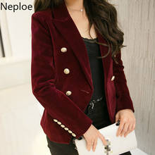 Neploe 2022 Women Velvet Blazer Slim Long Sleeve Ladies Blazers Office Lady OL Formal Work Botton Formal Jacket Blazers 48625 2024 - buy cheap