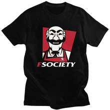 Funny Mr Robot FSociety Tshirt Men Short Sleeve Casual Hacking T-shirt Hacker T Shirt Loose Fit 100% Cotton Geek Tee Tops Gift 2024 - buy cheap