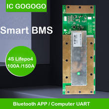 Placa de proteção de pacote com 12v lifepo4 150a, contínua, 3.2v, 3.7v, aplicativo bluetooth, computador, pc, uart, equilíbrio inteligente, bms 2024 - compre barato