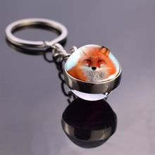 Cute Fox Animal Glass Ball Key Chain Fashion double side keyring Metal Car Keychain Purse Charm Gift for Friend 2024 - buy cheap