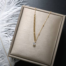 Женское Ожерелье ZMFashion с кулоном из фианита, цепочка до ключиц, простая цепочка с бусинами на свитер, эстетическое ювелирное изделие-чокер, бижутерия 2024 - купить недорого