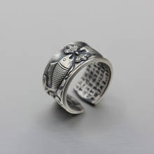 100%925 Silver Ring Thai Silver Distressed Ring Hand Carved Pisces Blessing Heart Silver Ring 2024 - buy cheap