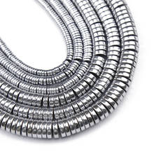 YHBZRET-cilindro de plata Natural, piedra de hematita, 3 ~ 8mm, espaciador redondo plano, cuentas sueltas para la fabricación de joyas, accesorios de pulsera Diy 2024 - compra barato