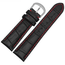 Genuine leather watch strap For brand wristband black with red stitch 18 19 20 21 22 23 24mm watch bracelet 2024 - buy cheap