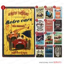 Vintage carro de corrida retro posters metal pintura estanho sinais para garagem homem cave bar casa loja decoração 2024 - compre barato