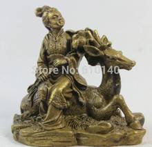 Mito chinês deus de bronze de 8 oito imortais ele xiangu passeio deer estátua 2024 - compre barato