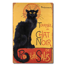 Винтажные оловянные знаки-Le Chat Noir, черная кошка, богемный район Монмартра, Париж-металлический знак, плакат, ретро искусство, табличка, стена 2024 - купить недорого