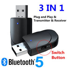 Transmisor y receptor de Audio 3 en 1 con Bluetooth 5,0, Conector de 3,5mm, AUX, USB, adaptador inalámbrico de música estéreo para TV, coche, PC, auriculares 2024 - compra barato