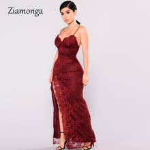 Ziamonga High Split Backless Party Sexy Dress Women Spaghetti Strap Maxi Long Dress Summer Lace Dresses Elegant Party Vestidos 2024 - buy cheap