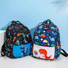 Mochila escolar de dinosaurio de dibujos animados para niños y niñas, bolso de hombro impermeable de gran capacidad, color azul 2024 - compra barato