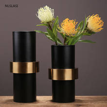 Modern Metal Art Vases Desktop Ornaments Countertop Flower Vases Home Dried Flower Decor Accessories Christmas Wedding Gifts 2024 - buy cheap