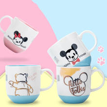 Disney-Taza de cerámica de Minnie y Mickey para el hogar y la Oficina, vaso de agua con leche, café, té, colección de amor, pareja, regalos, 250ml 2024 - compra barato