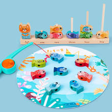 Kids Wooden Montessori Toys Kitten Fishing Toys Game Baby Early Educational Puzzle Toy for Children Outdoor Play Set 2024 - buy cheap