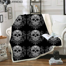 Sugar Skull Blanket Gothic Throw Fleece Blanket Halloween Gift Sherpa Blanket Holiday Decor Blanket Adult Teen Bedding Bed Cover 2024 - buy cheap