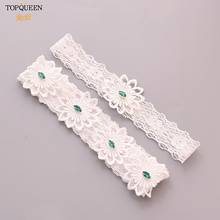 TOPQUEEN 2pcs/Set Wedding Garters Lace Embroidery Floral Sexy Garters for Women/Bride Green rhinestone Princess Garter TH27 TH28 2024 - buy cheap