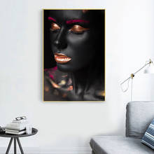 Цветной макияж Сексуальная черная Обнаженная Африканская женщина губы холст живопись плакаты и принты стены искусства картина для гостиной без рамы 2024 - купить недорого