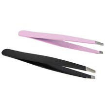 1PC Black Color Eyebrow Tweezer Hair Beauty Slanted Puller Stainless Steel Eye Brow Clips Hair Removal Makeup Tool Brand New 2024 - buy cheap