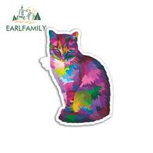 EARLFAMILY 13cm x 13cm Neon Abstract Cat Cartoon Oem Funny Car Stickers JDM Vinyl Wrap Bumper Trunk Truck Graphics Accessories 2024 - buy cheap