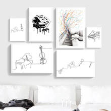 Black White Piano Canvas Poster Nordic Line Draw Print Abstract Minimalist Wall Art Painting Decorative Picture Home Decor 2024 - buy cheap