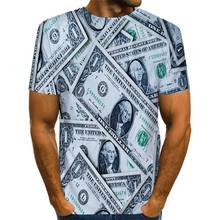 Camisa do dólar masculino impressão 3d camiseta verão dinheiro gráfico camisetas padrão usd topos 2024 - compre barato