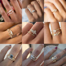 Conjunto de anillos sencillos, Colección, 2 unids/set Conjunto de anillos de compromiso de circón de estilo occidental para mujer, sortija de boda, accesorios de joyería 2024 - compra barato
