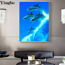 Full drill square round Dolphin jumping seascape 5d diy diamond painting diamond mosaic diamond embroidery Rhinestone decor 2020 2024 - buy cheap