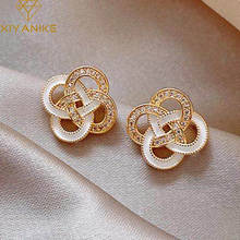 XIYANIKE Buckle Loop Earrings For Women Round Small Statement Stud Earrings Gold Geometric Latest Jewelry Accessories Gift 2024 - buy cheap