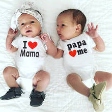 Newborn Infant Baby Bodysuit Short Sleeve White I Love Mama Papa Letter Print Twins Girls Boys Romper Body Baby Ropa Clothes 2024 - buy cheap