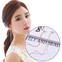 Pendientes coreanos con cadena larga de cuentas perla colgante, pendientes sencillos, pendientes, línea para la oreja 2024 - compra barato