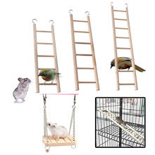 Escada de madeira para animais de estimação, pequena escada, degraus, escalada, balanço, hamster, gaiola de papagaio, brinquedo, acessórios para animais de estimação 2024 - compre barato