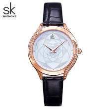 Relógios femininos shengke marca de luxo relógio de quartzo à prova dwaterproof água relógio de pulso feminino senhoras moda relógio de couro relogios femininos 2024 - compre barato