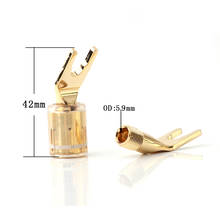 4pcs hi-end speaker-plug Connector pure copper Gold Plated Spade Fork  Plug For Audio Cable 2024 - buy cheap
