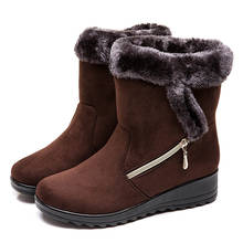 Botas femininas de neve, salto alto, camurça falsa, sapatos de inverno, plus size 43, cano médio, botas femininas 2024 - compre barato