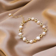 Pulsera de perlas naturales de agua dulce para mujer y niña, brazalete de moda Vintage, estilo barroco, de alta calidad, novedad de 2020 2024 - compra barato