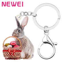 Newei Acrylic Grizzle Easter Hare Rabbit Bunny Keychains Print Animal Keyring Jewelry For Women Kids Gifts Wallet Bag Decoration 2024 - buy cheap