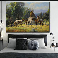 Canvas Painting Abstract Native Indian Horse Figure Painting on Posters and Prints Wall Art Picture for Living Room Home Decor 2024 - buy cheap